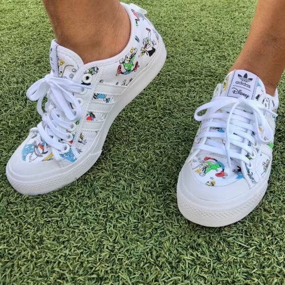 Adidas x Nizza J x Disney Goofy Sport Sneakers White – Size 6.5 Men / 8 Women - Picture 1 of 11